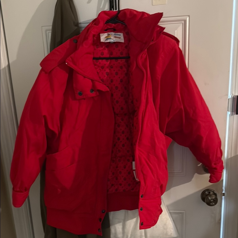 Utex Bright Red Hooded Puffer Jacket